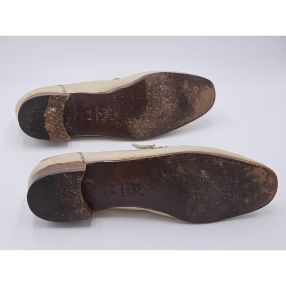 Vintage Bruno Magli Forli Italy Mens 10N Cream Tan Horse Bit Leather Loafers